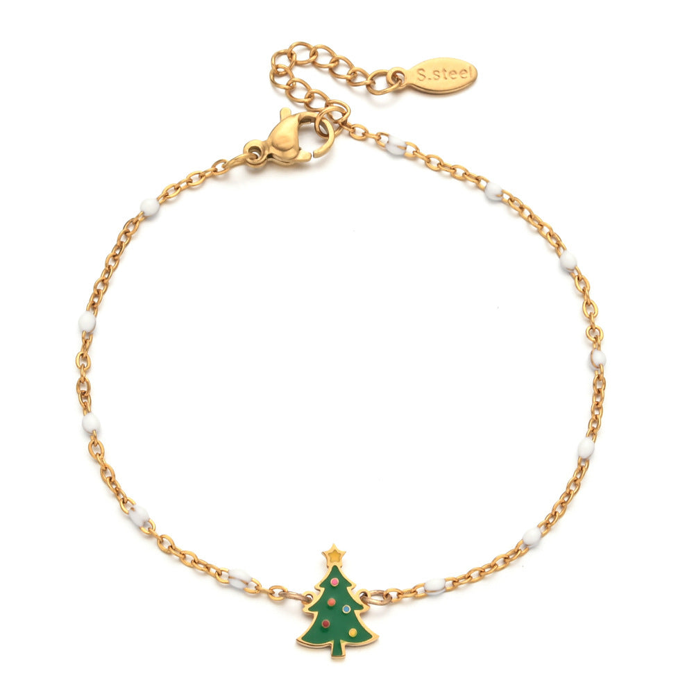 Women's Christmas Tree Accessories Dripping Stainless Steel Bracelets