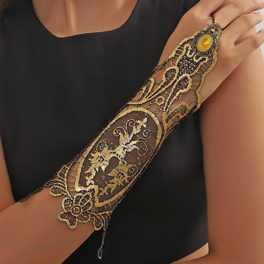 Women's Gold Vintage Lace Dress Decoration Matching Bracelets