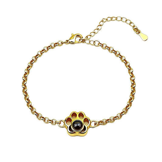 Paw Prints Projection Stone Fixed Color Picture Cat Palm Print Bracelet
