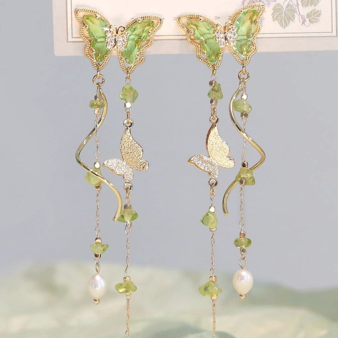 Fringe Collection Butterfly Fall Wisteria Flower Earrings