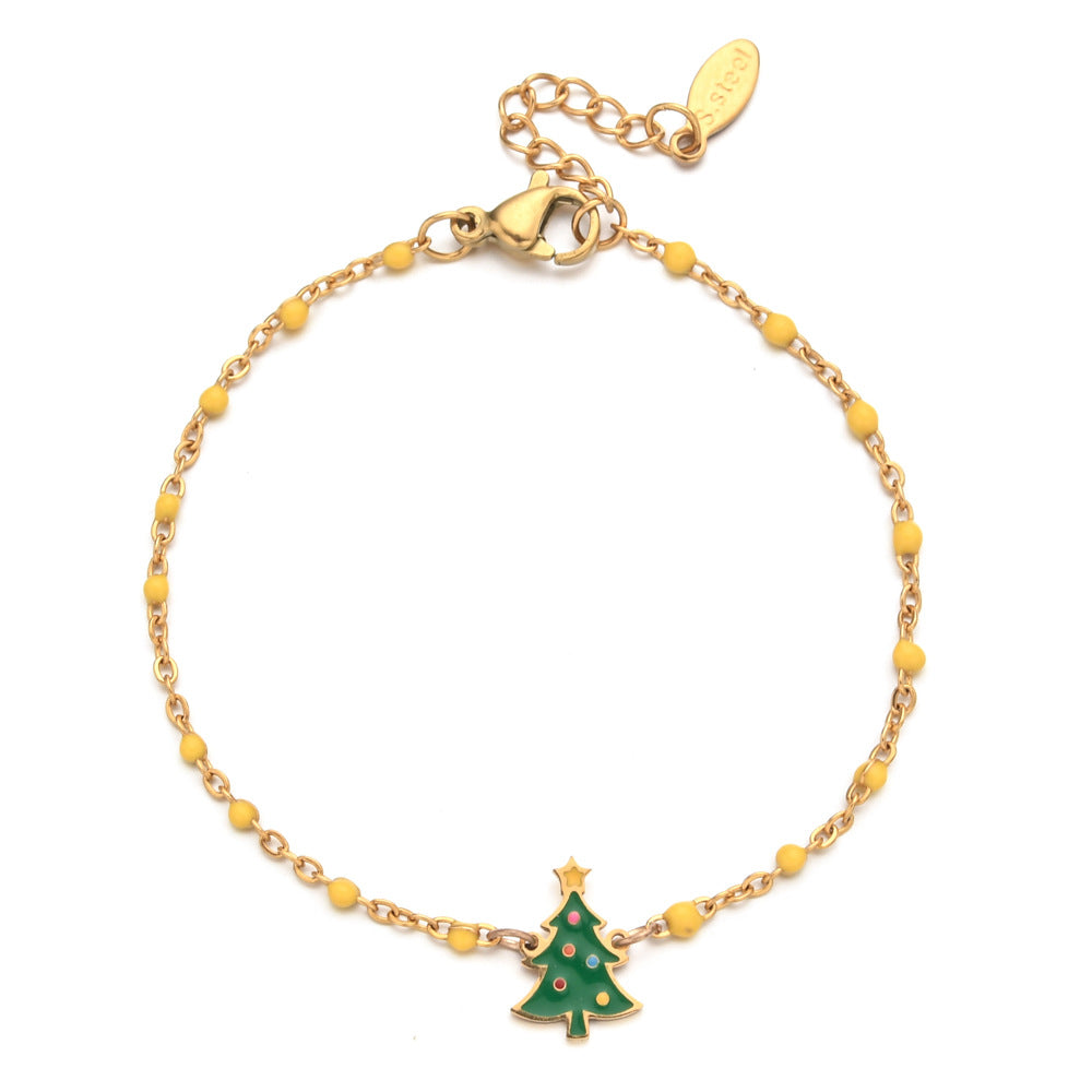 Women's Christmas Tree Accessories Dripping Stainless Steel Bracelets