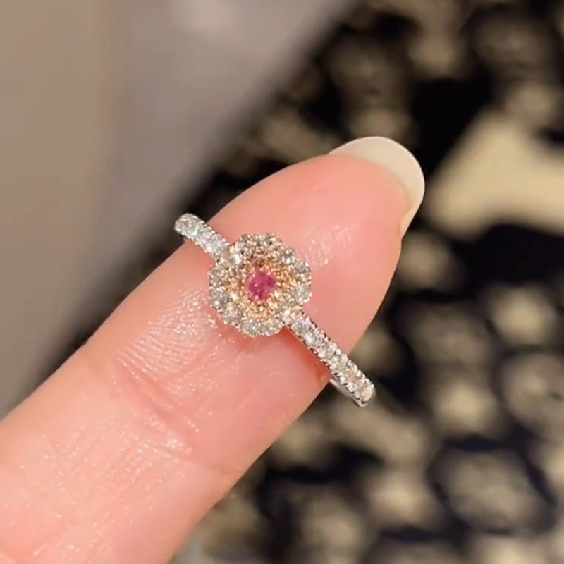 Light Luxury Super Flash Pink Diamond Rings