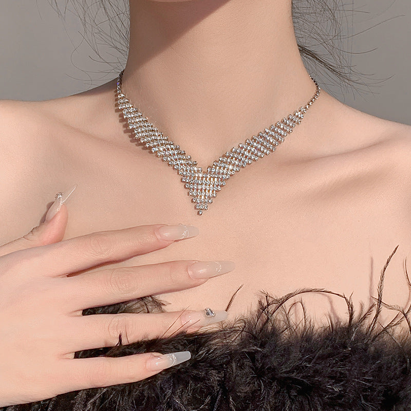 Rhinestone Suite Fashion Bridal Chain Wedding Dress Necklace