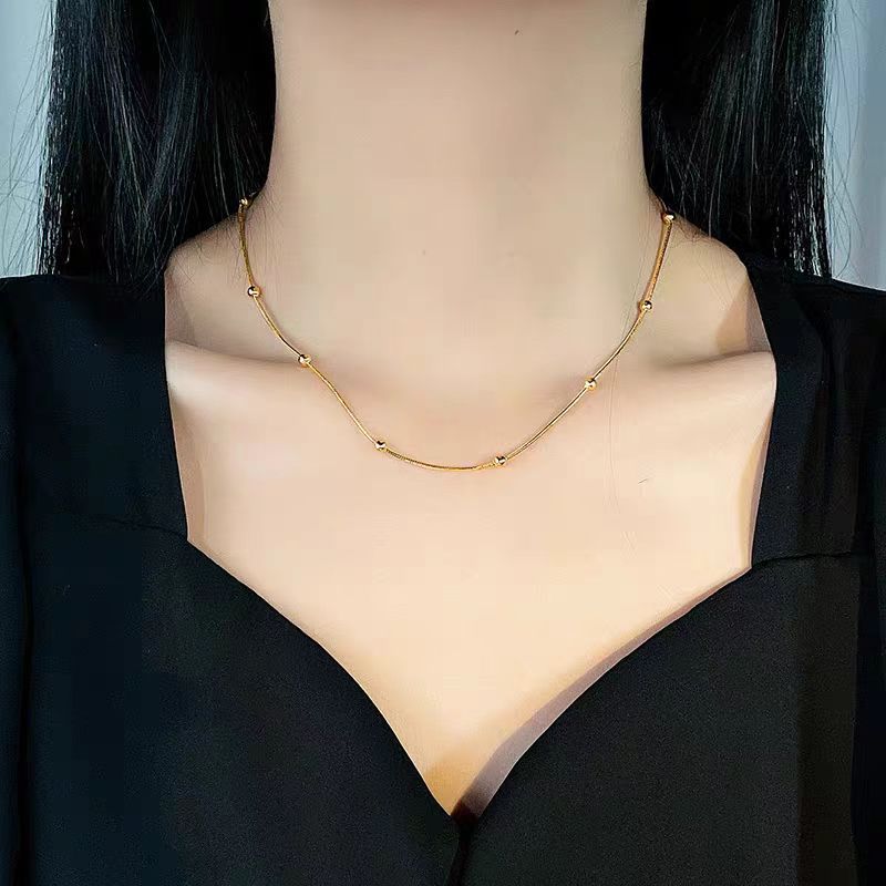 Chain Spacer Beads Golden Bean Choker Necklaces