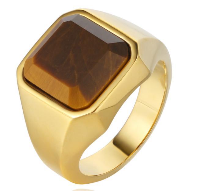 Men's Steel Gemstone Retro Trendy Personality Punk Rings