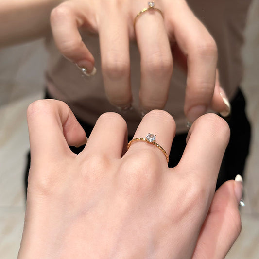 Women's Starry Sky Super Flash Single Diamond Little Rings
