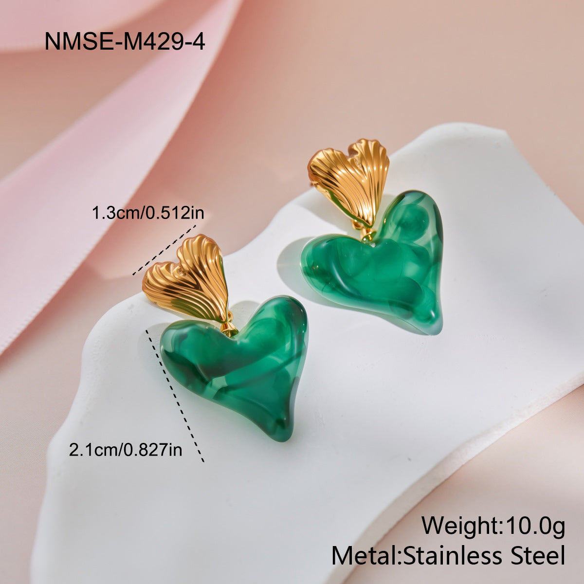 Retro Heart-shaped Large Spring Fashionable Simple Resin Eardrops Earrings