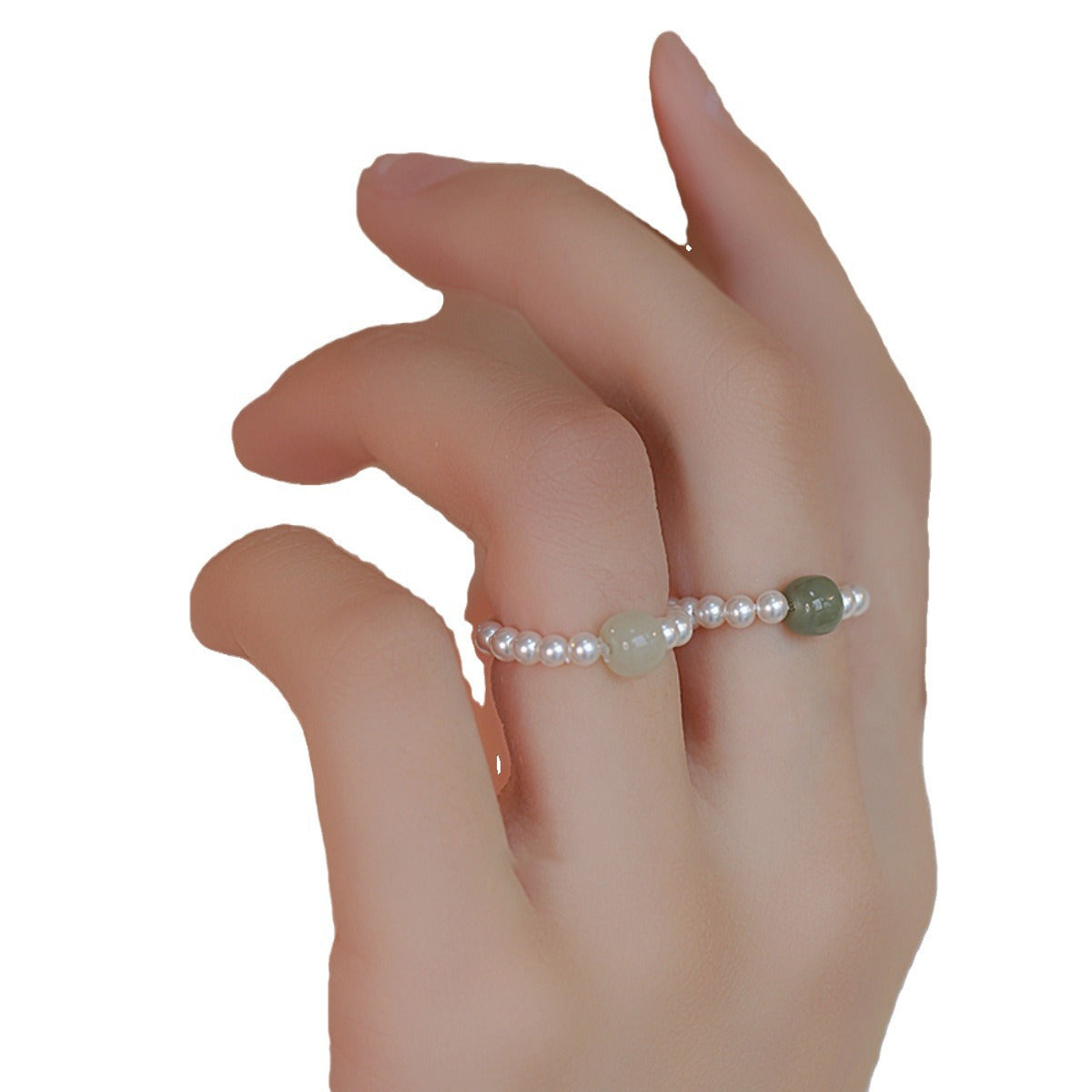 Fingertip Breeze Jade Shell Pearls Female Light Luxury Index Rings