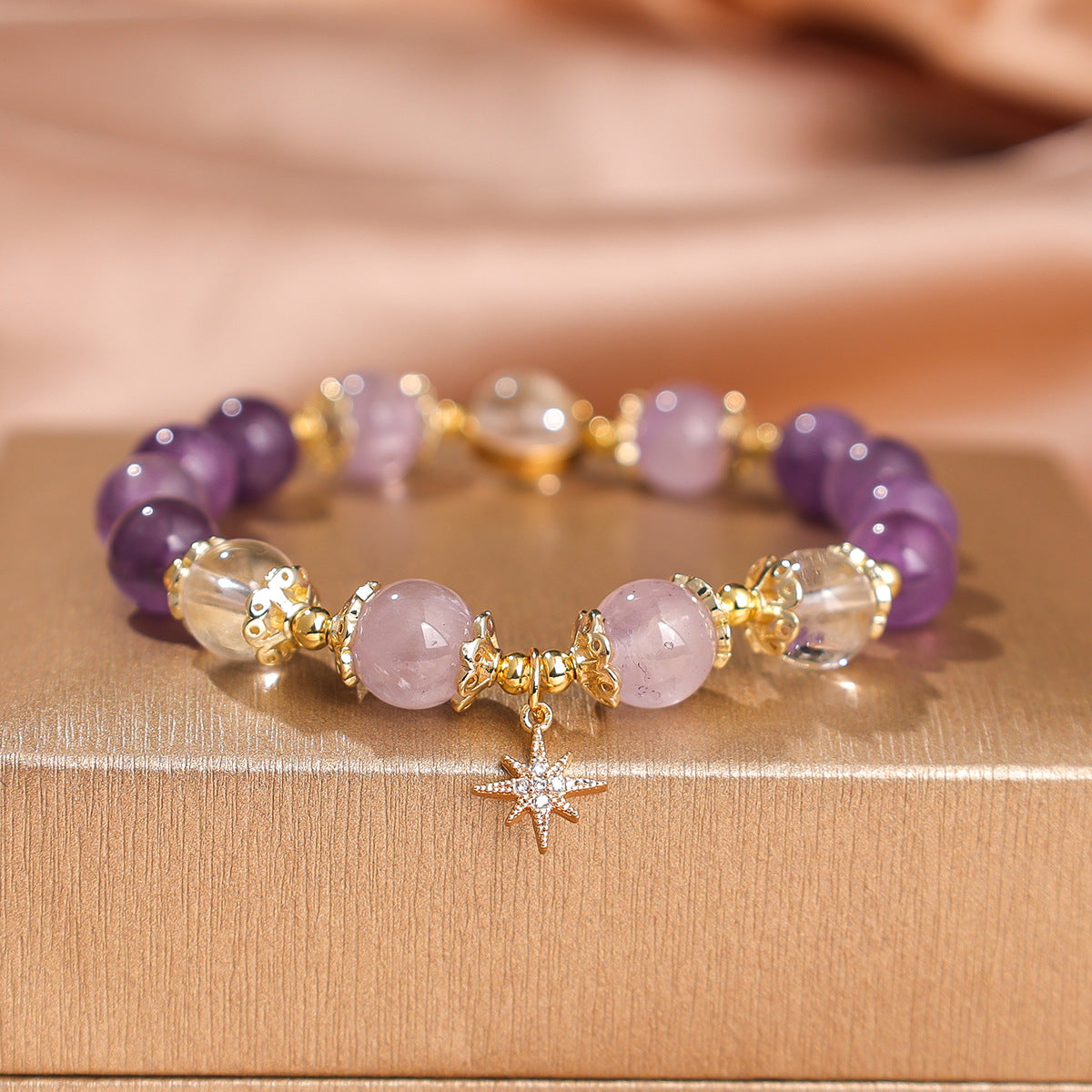 Women's Natural Amethyst Beaded For Mild Luxury Retro Bracelet