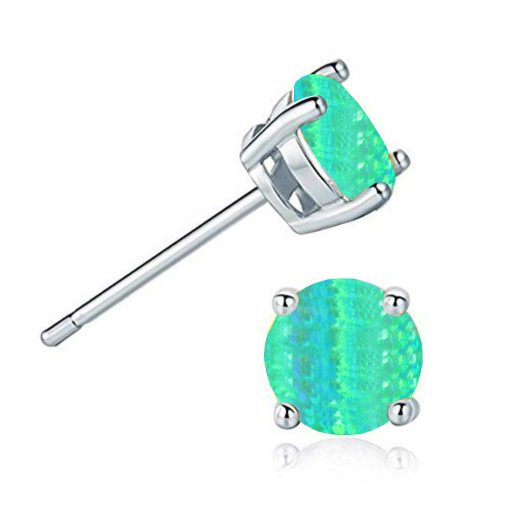 Women's Popular White Opal Round Mini Single Stud Earrings