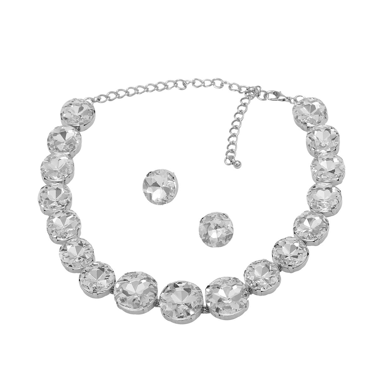 Combination Female Round Glass Drill Exaggerated Necklaces