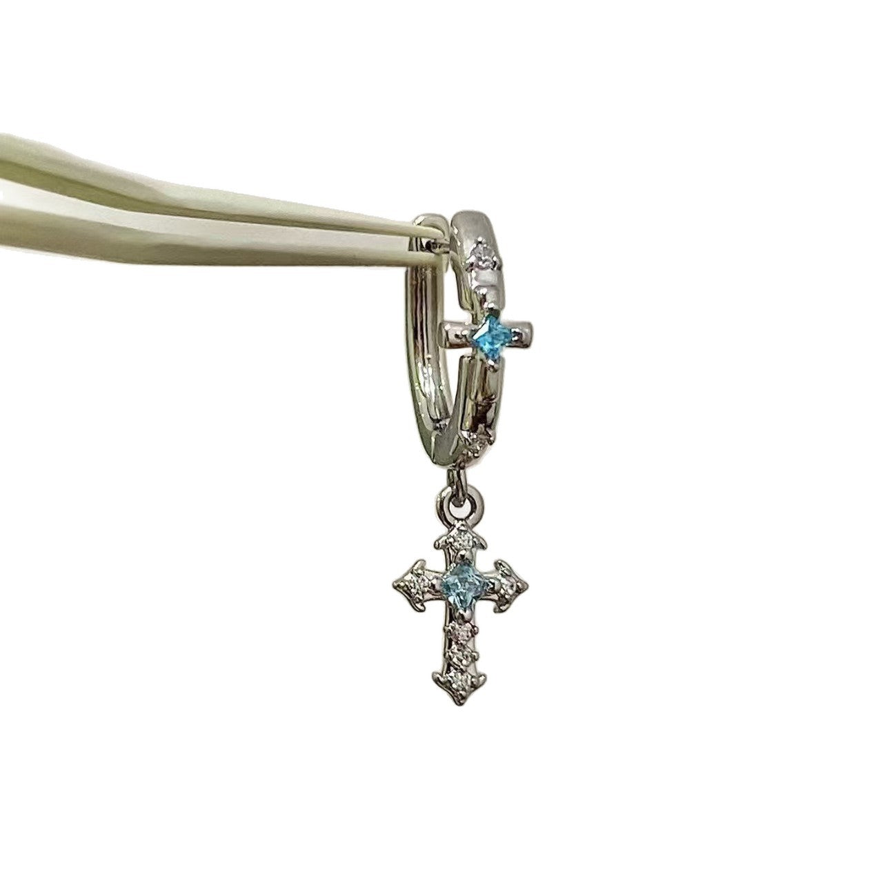 Sparkling Full Rhinestone Cross Ear Refined Personalized Unique Design Sense Stud Earrings