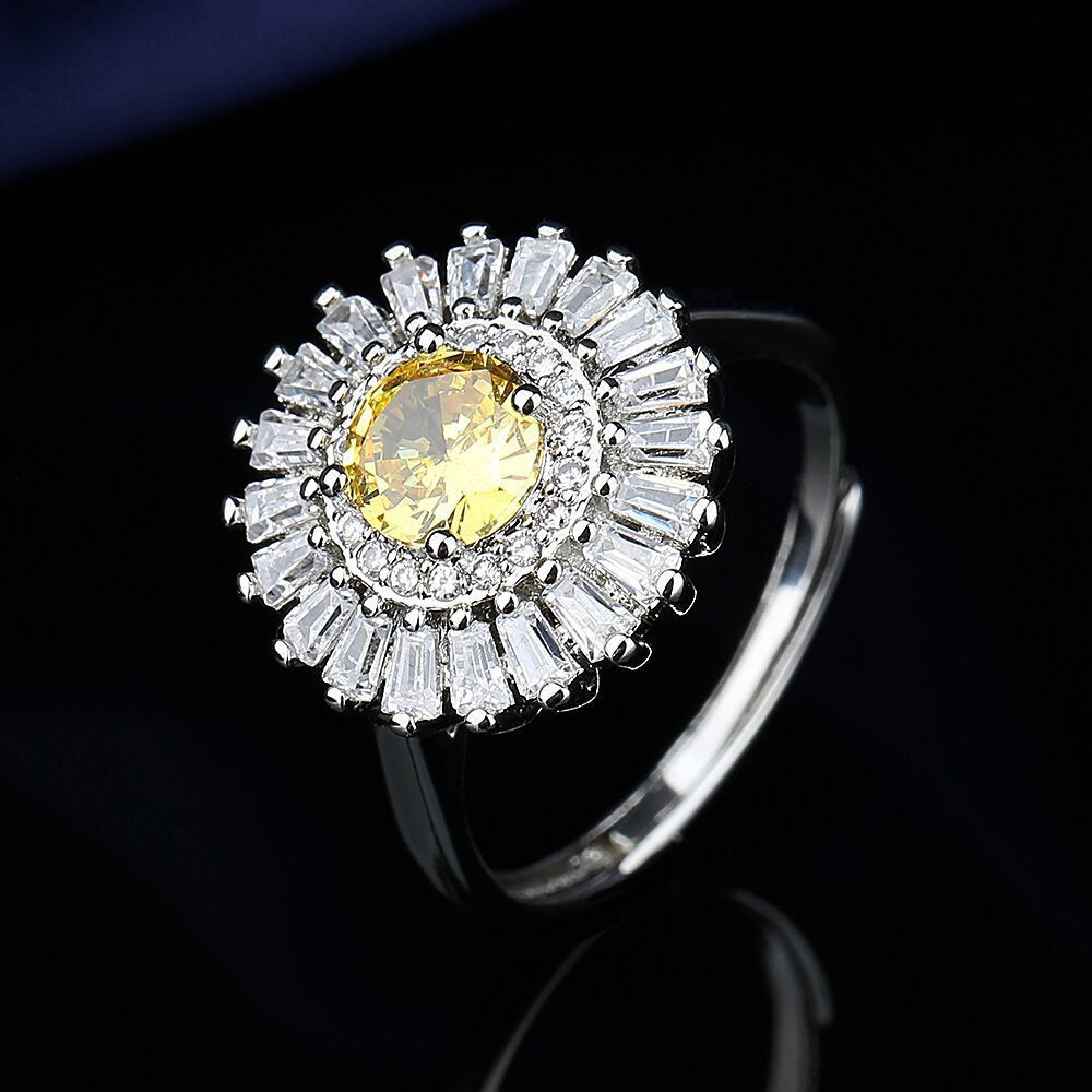 Women's Live Broadcast Luxury Diamond Sunflower Fashion Yellow Necklaces
