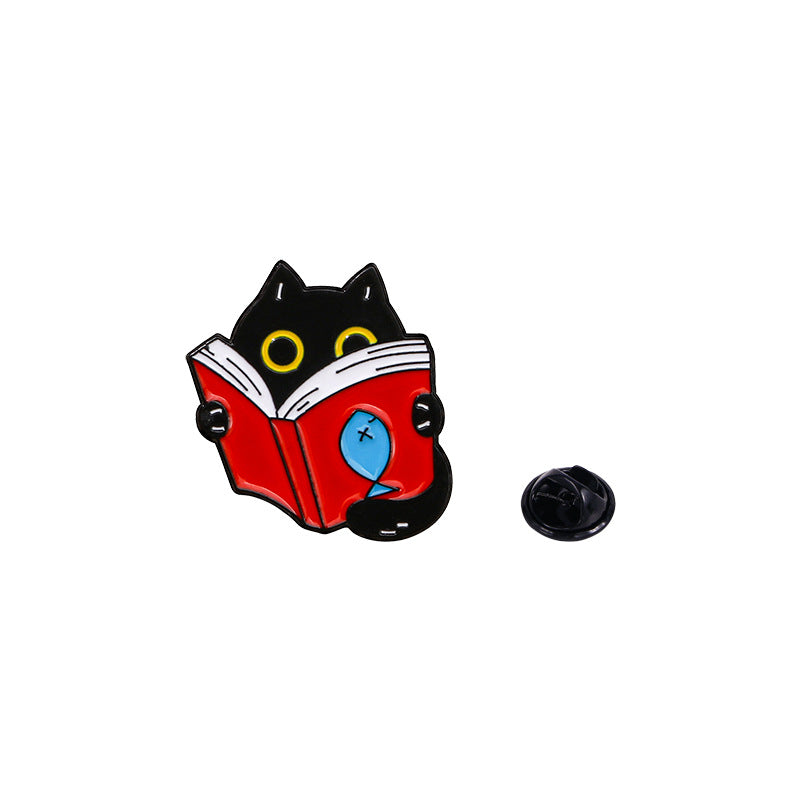 Alloy Brooch Cute Cartoon Cat Book Small Brooches