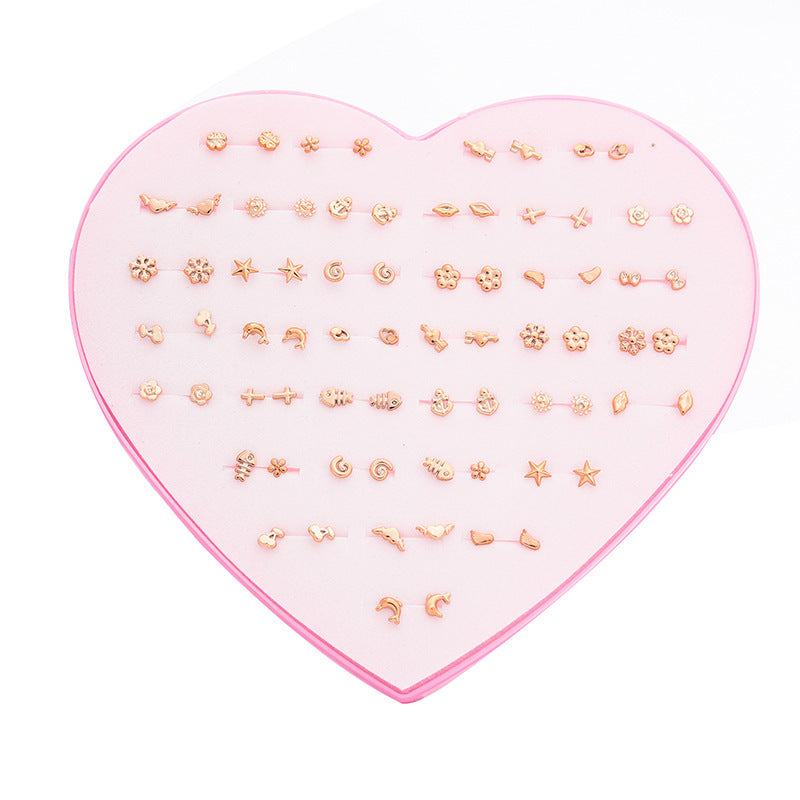 Women's Flower Love Heart Not Allergic To Stud Earrings