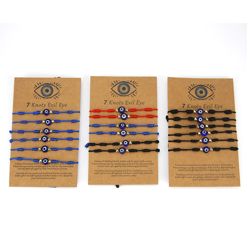 Devil's Eye Red Rope Woven Sets Of Cards Adjustable Couple Bracelets