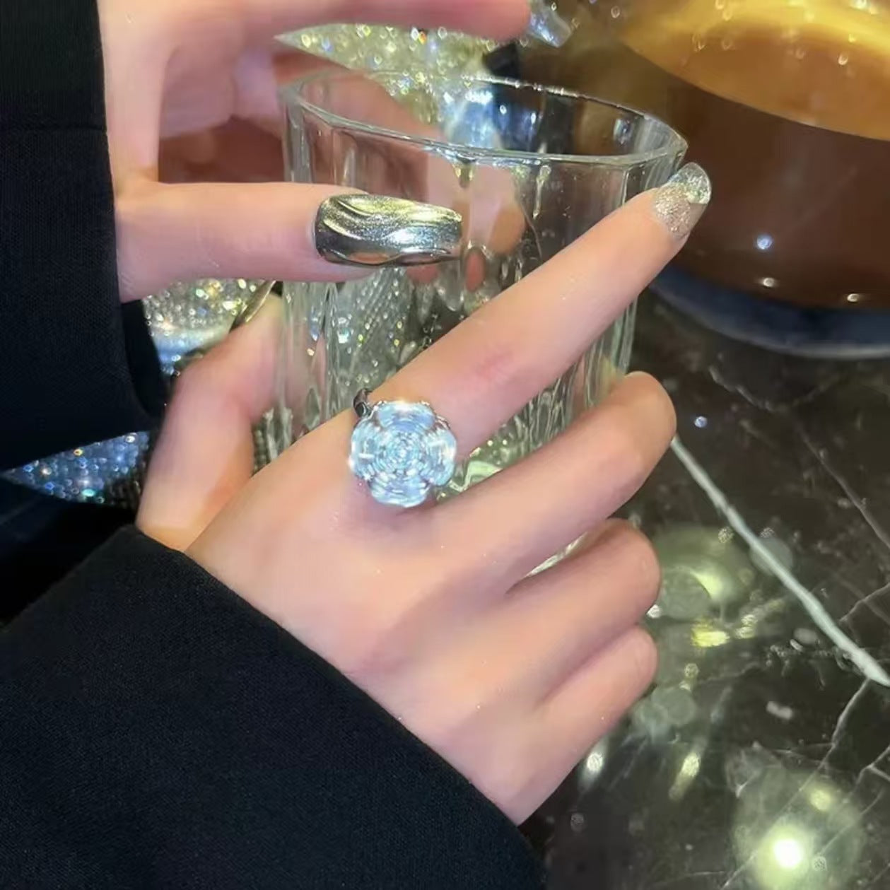Four-leaf Flower Fashionable Exquisite High-grade Full Ring