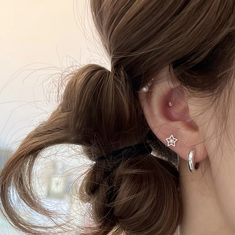 Five-pointed Star Screw Freshwater Bone Nail Niche High Sense Female Earrings
