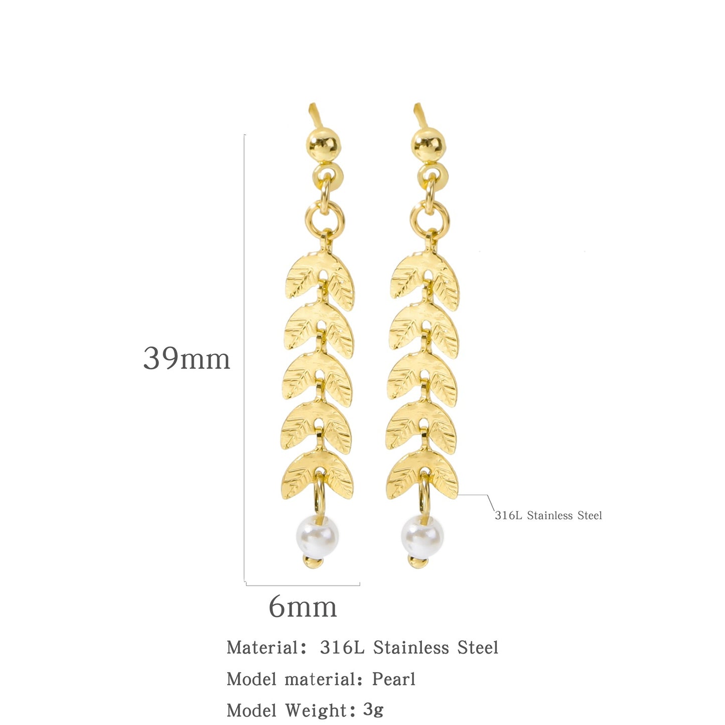 Steel Three-piece Set Niche Design Wheat Pearl Necklaces