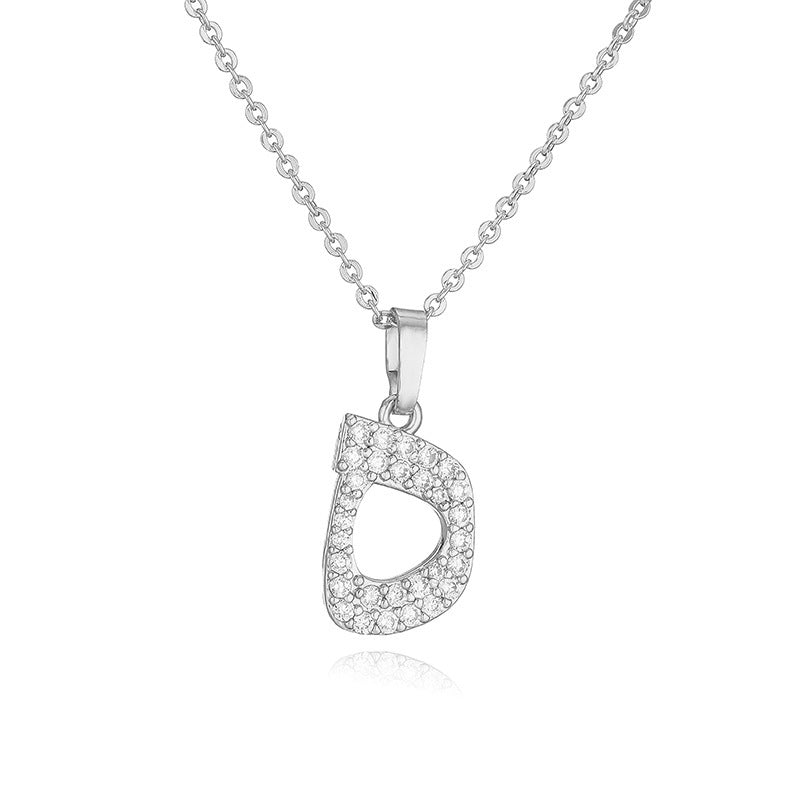 Copper Inlaid Zirconium Arabic Letter Personalized Necklaces