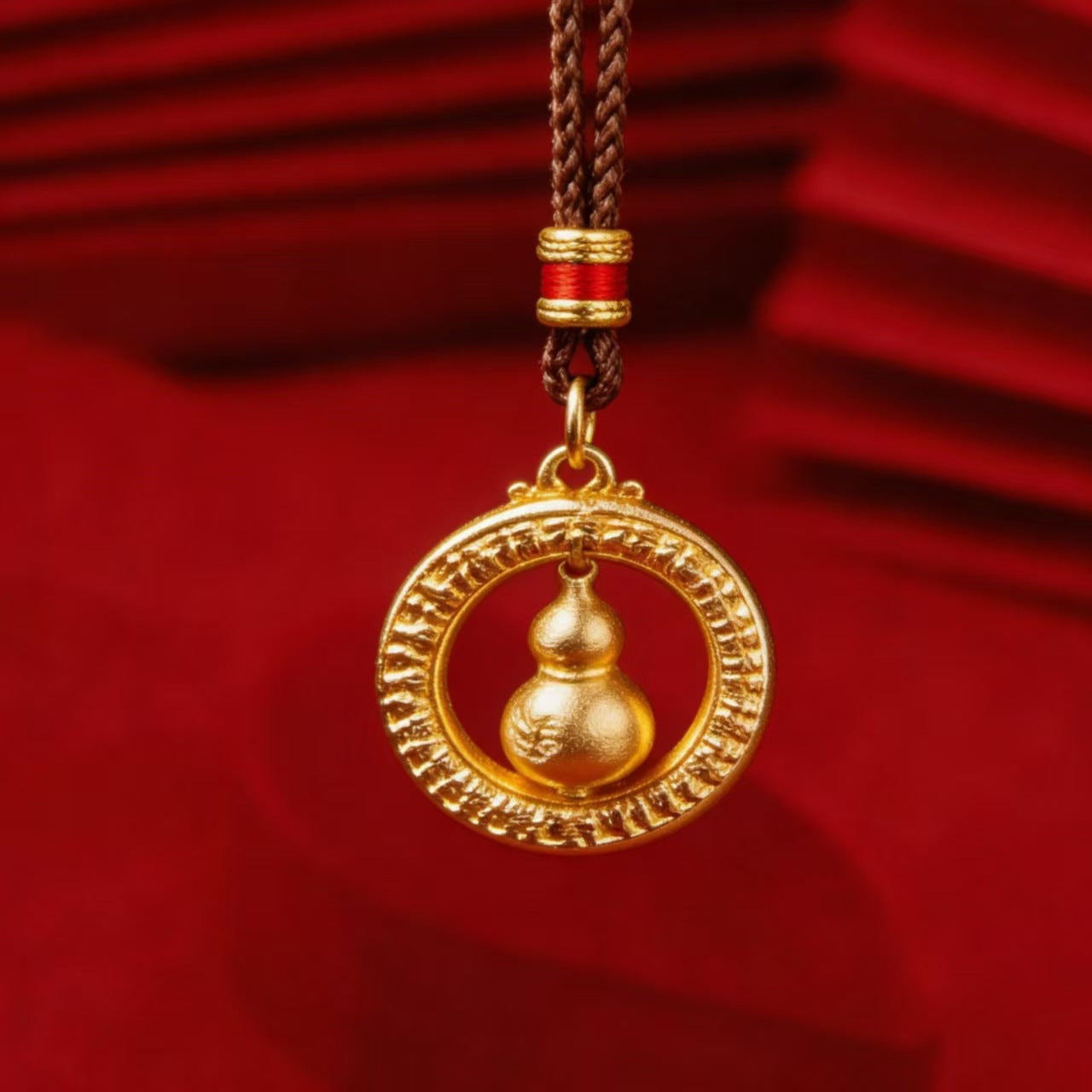 Women's & Men's Gourd Yellow God Of Wealth Buddha Mixed Alloy Retro National Necklace