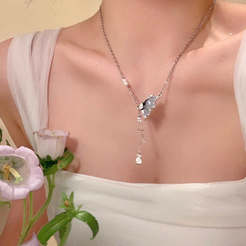 Women's High-grade Butterfly Pearl Style Niche Clavicle Chain Light Luxury Necklaces