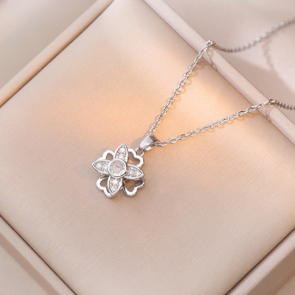Women's Colorful Flower Titanium Steel Clavicle Chain Necklace