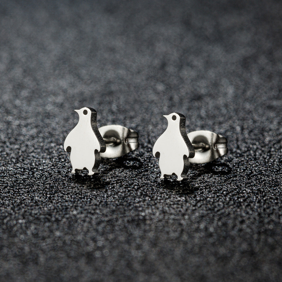 Stainless Steel Goldfish Bird Ear Design Ghost Skull Stud Earrings