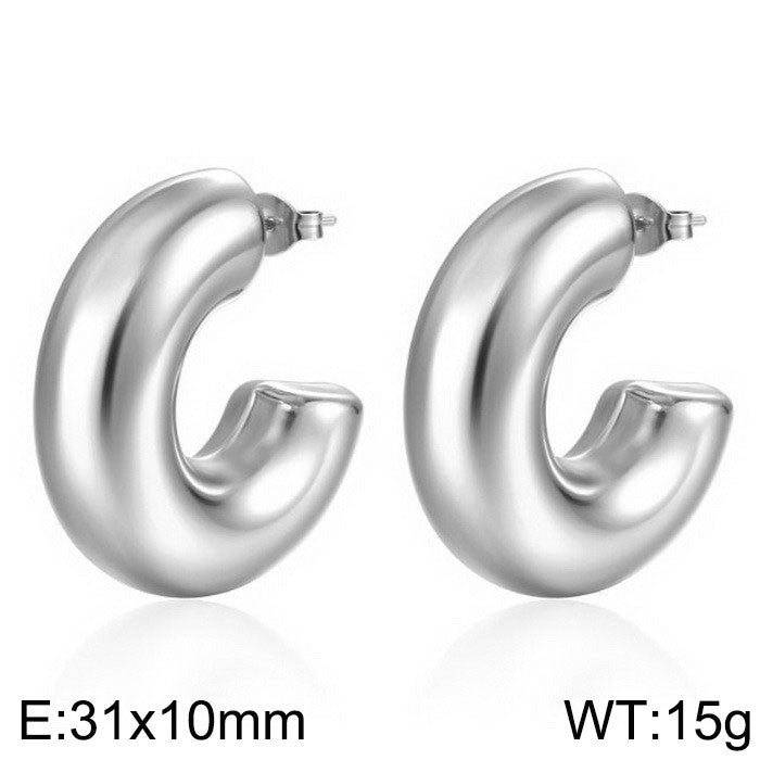 Design Chubby Water Drop Fashion Stainless Earrings