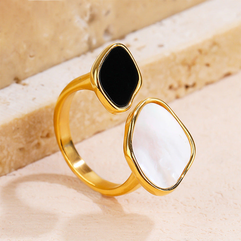 French Shell Geometric Open Index Finger Temperament Entry Ring