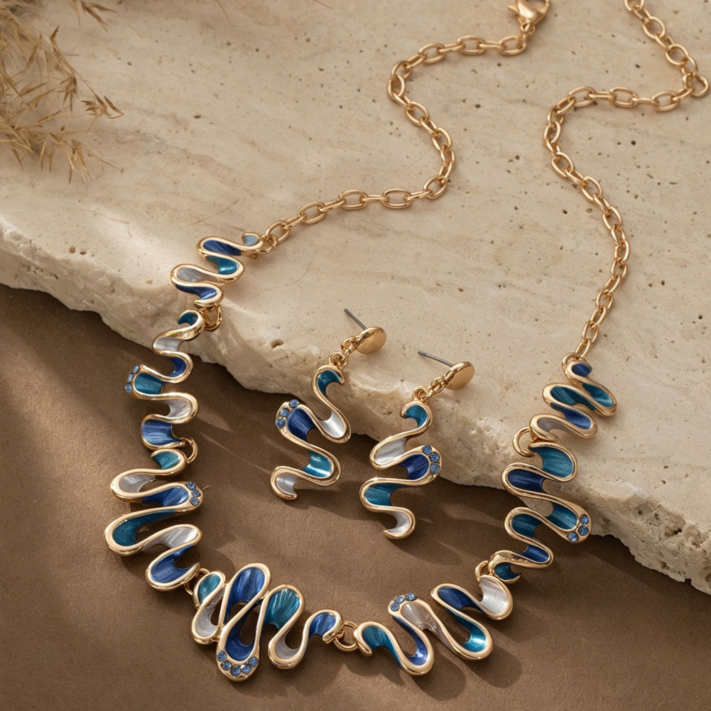 Women's Oil Dripping Design Painting Ripple Geometric Jewelry Set