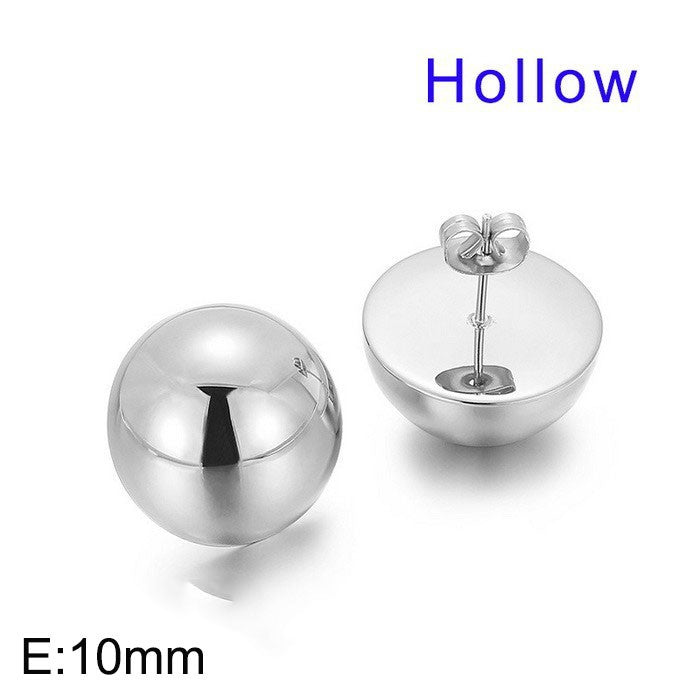 Women's Creative Fashion Stainless Steel Hemisphere Hollow Earrings