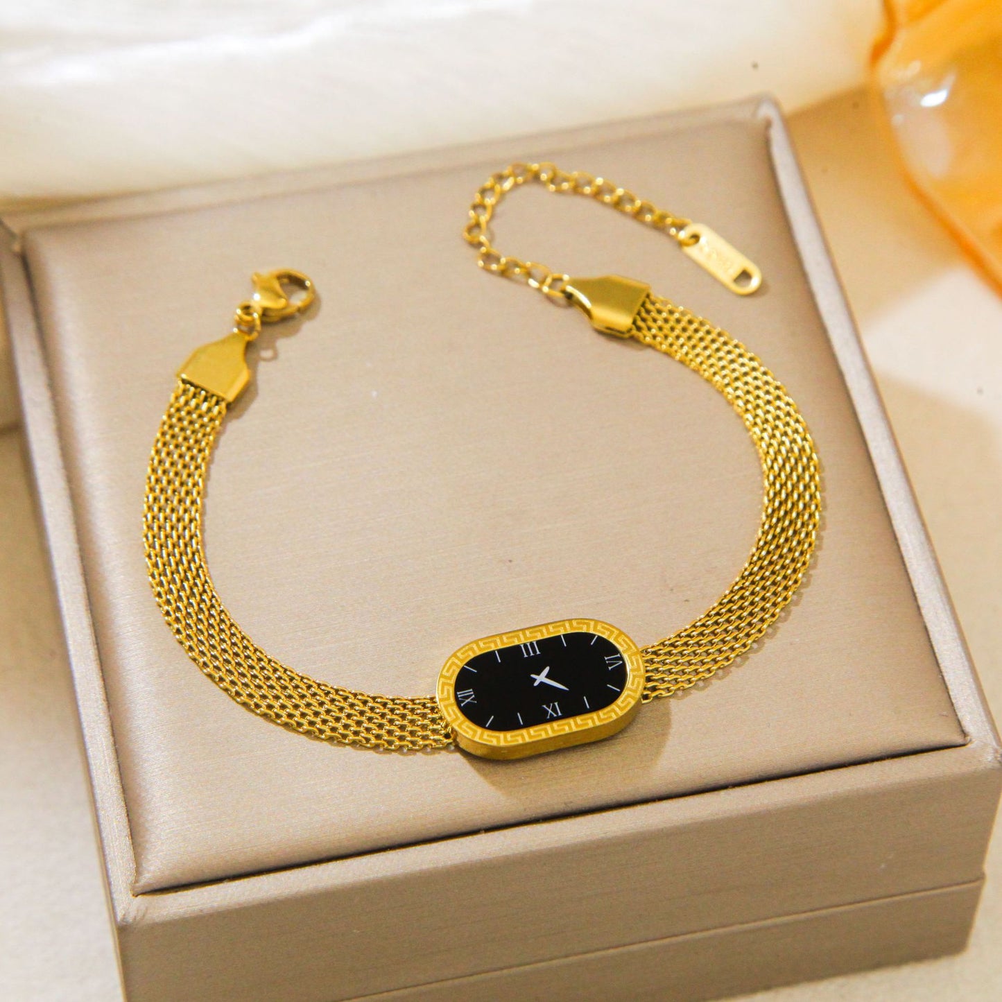 Dial Full Body Titanium Steel Real Gold Plating Light Luxury Bracelets