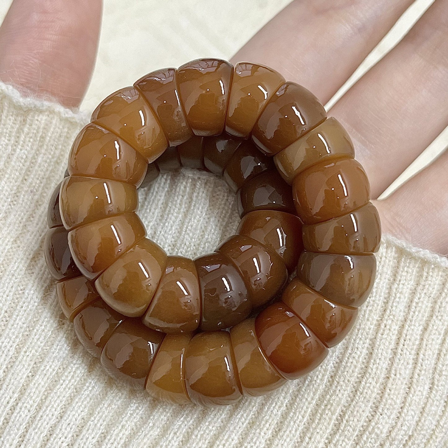 White Jade Bodhi Root Crafts Pork Intestine Bracelet
