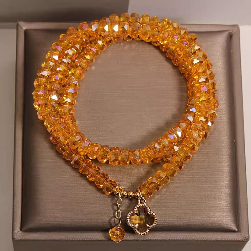 Women's Citrine Abacus Beads Light Luxury Minority Exquisite Four-leaf Clover Money Bracelets