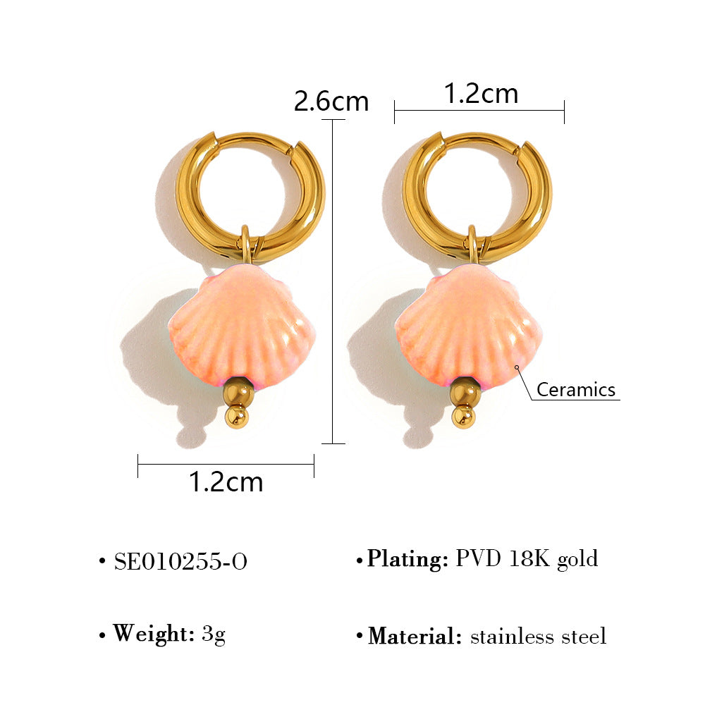 Marine Element Titanium Steel Female Gold Earrings