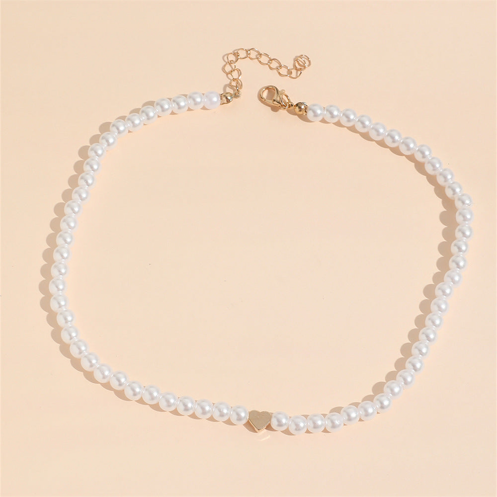 Women's Wind Pearl Heart Stringed Pearls Sweet Cool Cute Necklaces