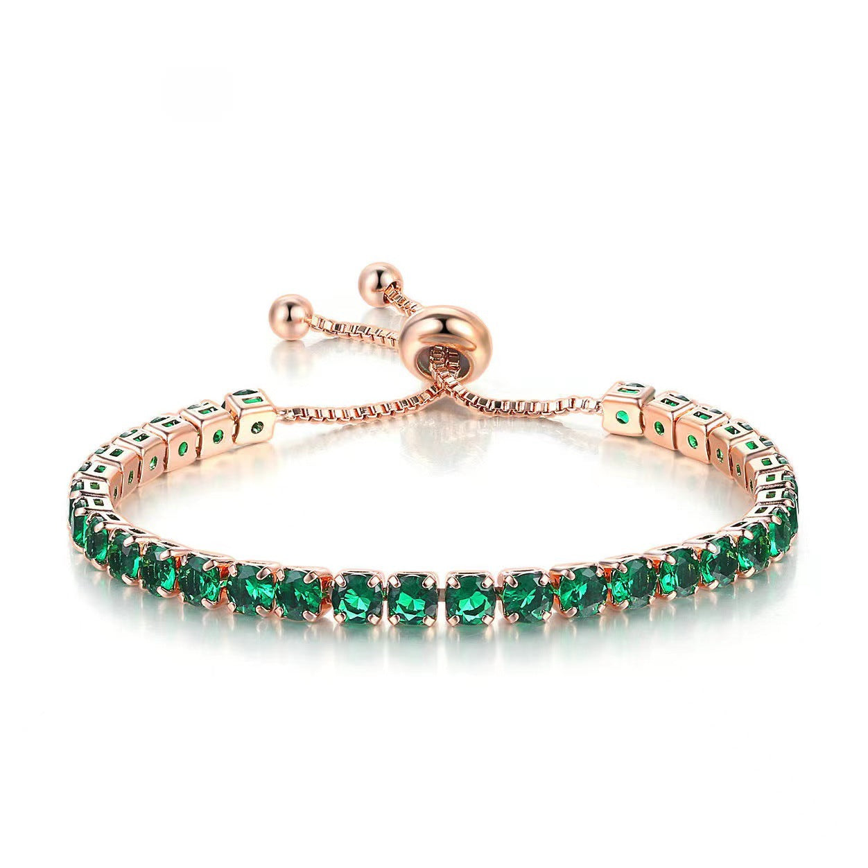 Women's Round Single Row Full Diamond Adjustable Bracelets