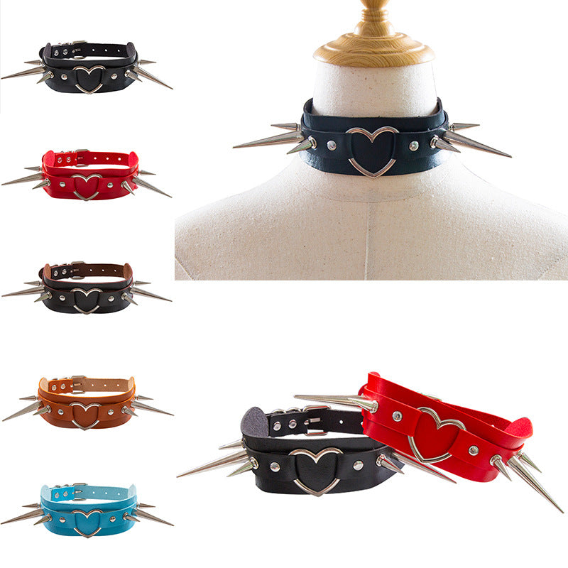 Long Peaked Short Pointed Rivet Personality Collar