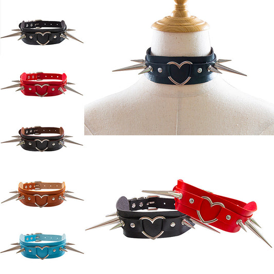 Long Peaked Short Pointed Rivet Personality Collar
