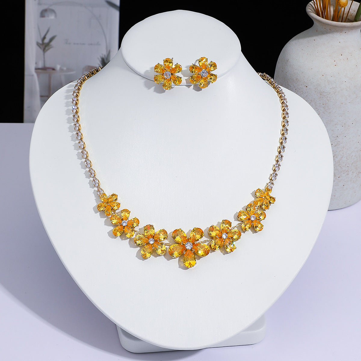 Full Diamond Drop-shaped Temperament The Dinner Party Jewelry Set