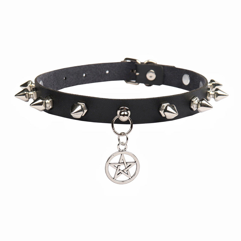 Punk Vintage Five-pointed Star Leather Nightclub Clavicle Collar