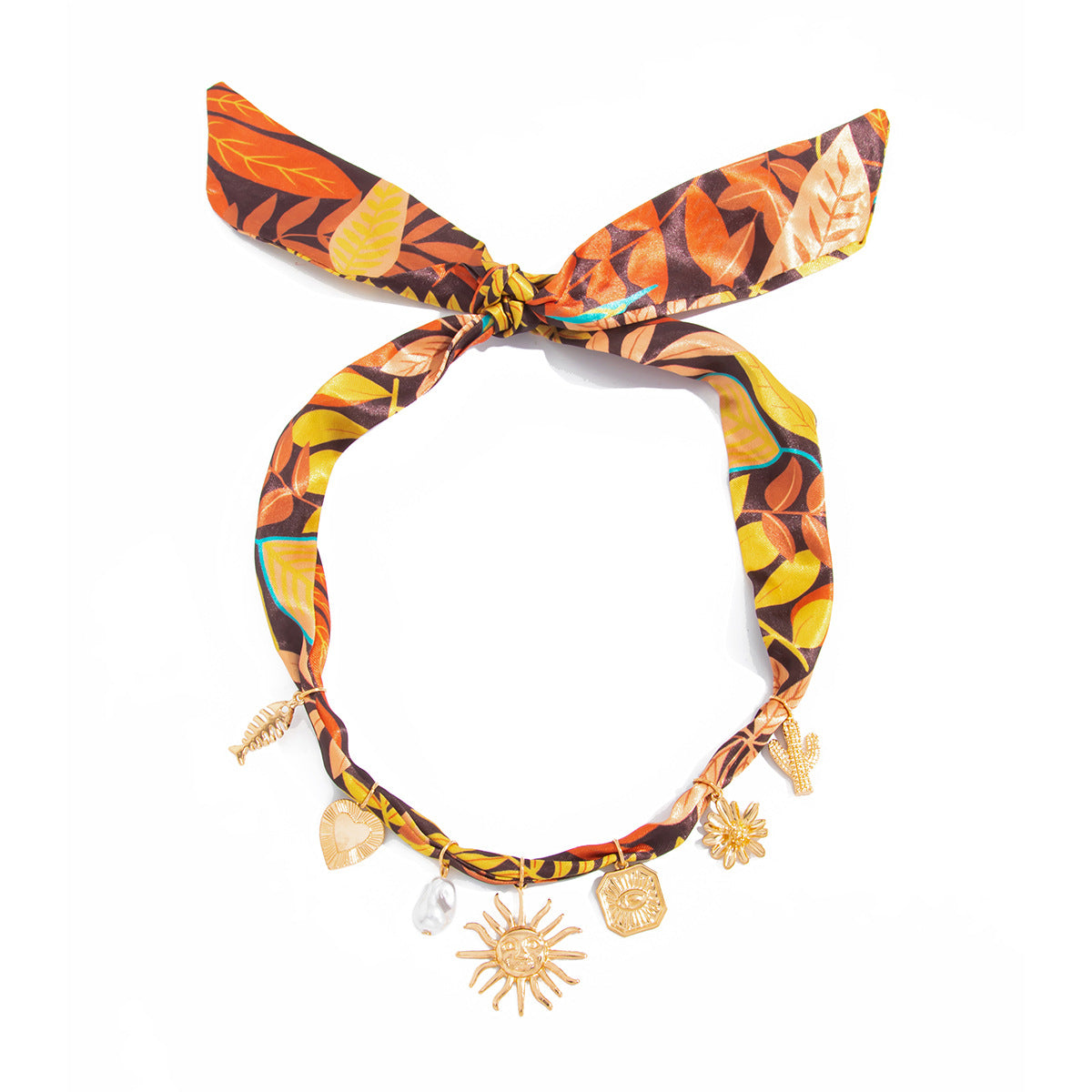 Women's Silk Scarf Clavicle Chain Personality Metal Necklaces