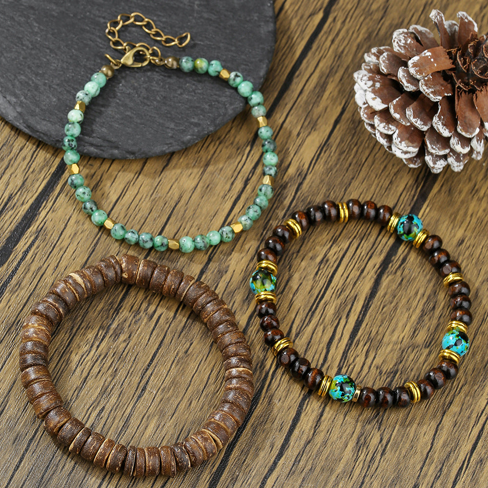 Men's Coconut Shell Hip Hop Punk Retro Bracelets