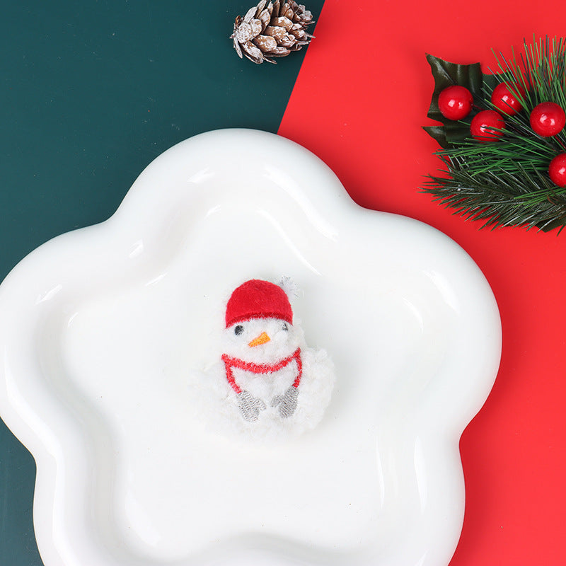 Christmas Brooch Plush Doll Santa Claus Snowman Elk Cartoon Jewelry Accessories