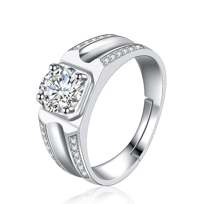 Men's Diamond Single Simulation Karat Wedding Classic Temperament Ring