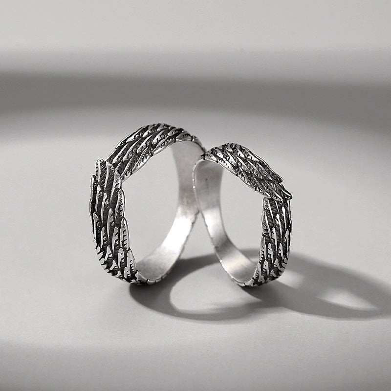 Men's Angel's Wings Fashion Retro Trend Feather Ring