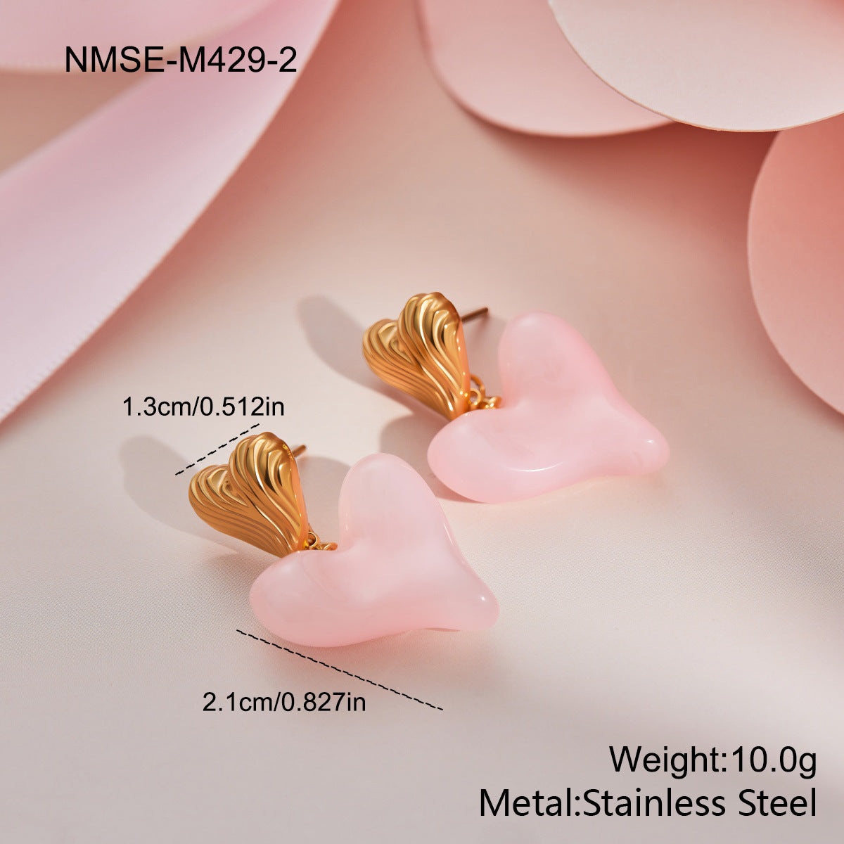 Retro Heart-shaped Large Spring Fashionable Simple Resin Eardrops Earrings