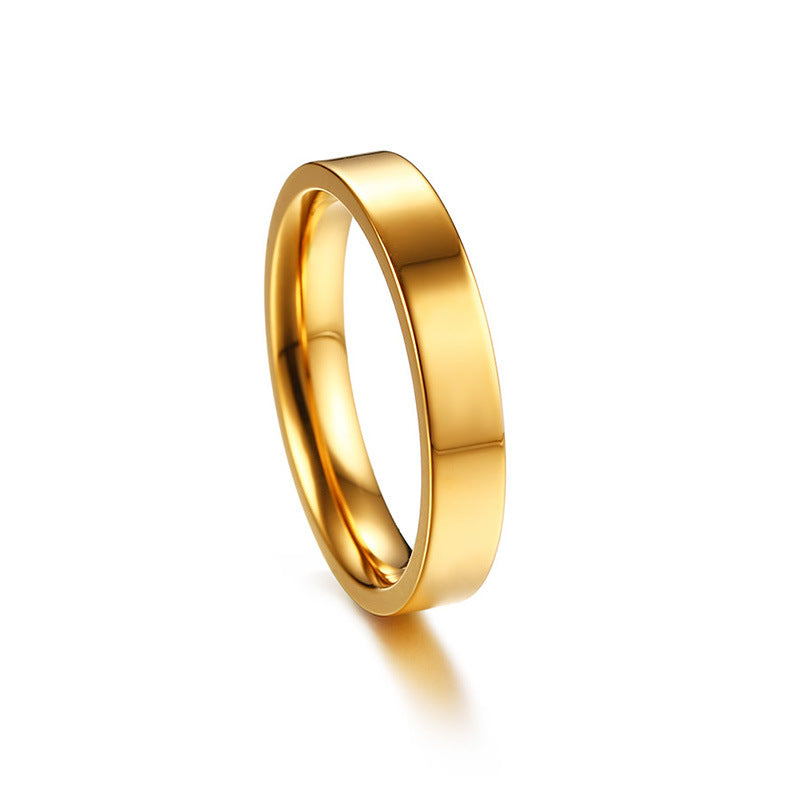 Women's & Men's Titanium Steel Gold Simple Glossy Stainless Rings