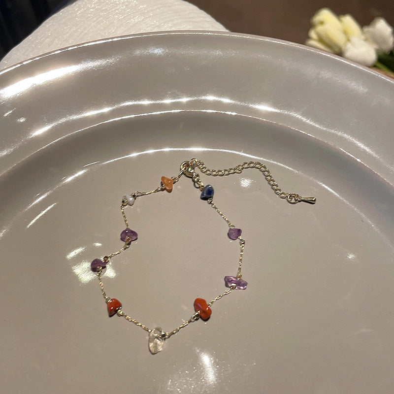 Colorful Irregular Rough Stone Female Summer Geometric Clavicle Chain Simple Necklace